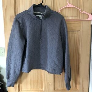 UpWest Cropped Quilted Pullover 1/4 Zip Sweater - Sz L